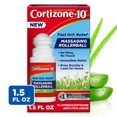 Cortizone 10 No Mess Max Strength Fast Itch Relief 1.5 Ounce Liquid Rollerball - 1.5 FZ - Image 1