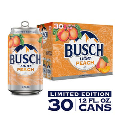 Busch Light Peach Lager Beer Cans - 30-12 Fl. Oz. - Image 1