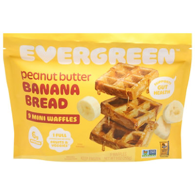 Evergreen Waffles Peanut Butter And Banana Frozen - 9 OZ - Haggen