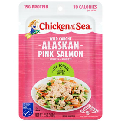 Chicken of the Sea Low Sodium Wild Caught Alaskan Pink Salmon in Spring Water Packet - 2.5 Oz - Image 1