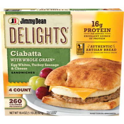 Jimmy Dean Delights Turkey Sausage Egg White Cheese Ciabatta Sandwich - 18.4OZ - Image 3