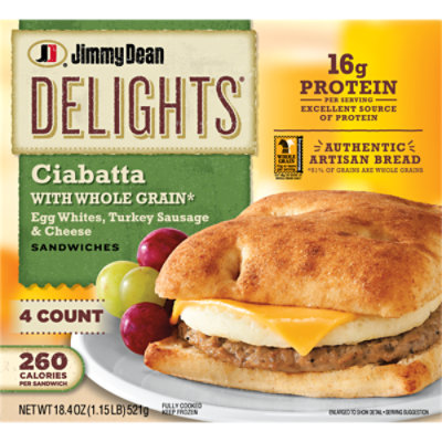 Jimmy Dean Delights Turkey Sausage Egg White Cheese Ciabatta Sandwich - 18.4OZ - Image 2