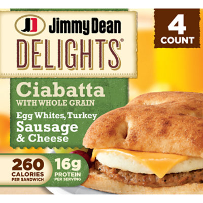 Jimmy Dean Delights Turkey Sausage Egg White Cheese Ciabatta Sandwich - 18.4OZ - Image 1