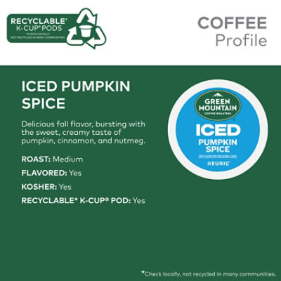 Green Mountain Coffee Roasters Iced Pumpkin Spice Flavored Coffee K Cup Pods - 10 Count - Image 2