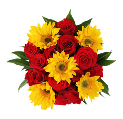 Red Rose & Sunflower Rose Bouquet - Each - Image 1