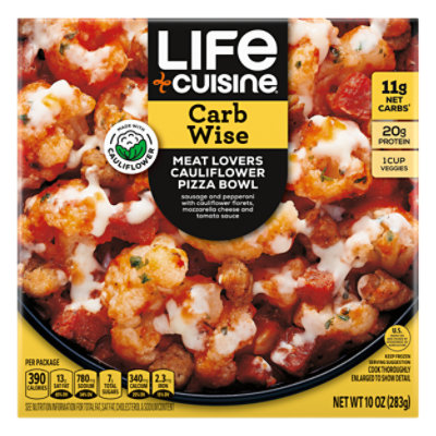 LIFE CUISINE Meat Lovers Cauliflower Pizza Frozen Meal Bowl - 10 Oz - Image 1