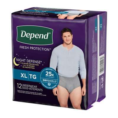 Depend Night Defense Adult Extra-Large Grey Absorbency Incontinence Underwear - 12 Count - Image 8