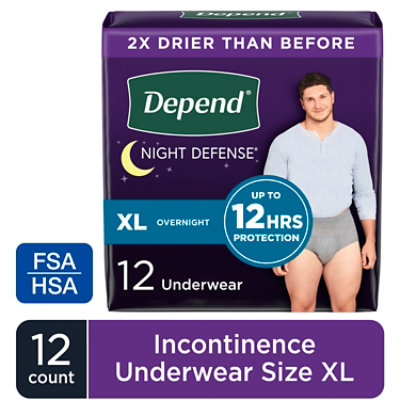 Depend Night Defense Adult Extra-Large Grey Absorbency Incontinence Underwear - 12 Count - Image 1