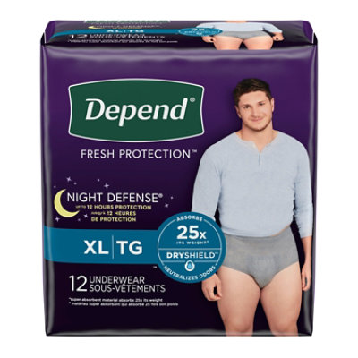 Depend Night Defense Adult Extra-Large Grey Absorbency Incontinence Underwear - 12 Count - Image 7