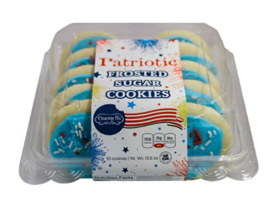 Patriotic Blue Frosted Sugar Cookies 10 Count - 13.5 OZ - Image 1