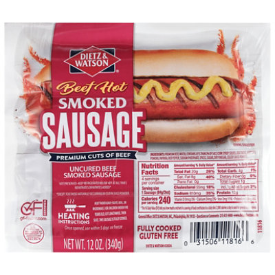 Dietz & Watson Beef Hot Sausage Smoke - 12 OZ - Image 3