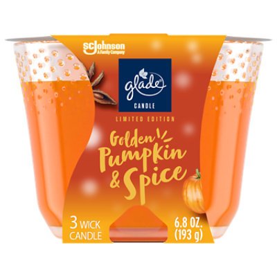 Glade Golden Pumpkin And Spice Fragrance Candle Infused With Essential Oil 3 Wick Candle -  6.8 Oz - Image 2