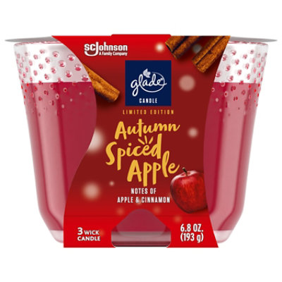 Glade Autumn Spiced Apple Fragrance Candle Infused With Essential Oils 3 Wick Candle -  6.8 Oz - Image 1