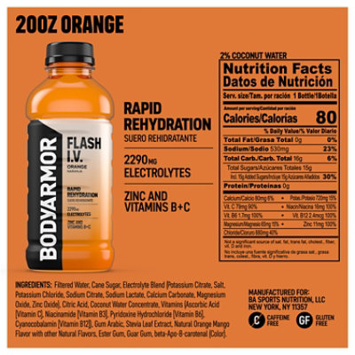 BODYARMOR Flash IV Orange Bottle - 20 Fl. Oz. - Image 2