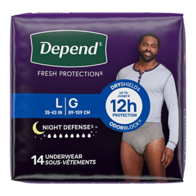 Depend Night Defense Adult Large Grey Absorbency Incontinence Underwear - 14 Count - Image 8