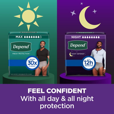 Depend Night Defense Adult Large Grey Absorbency Incontinence Underwear - 14 Count - Image 5