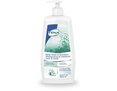 Tena Unscented Shampoo and Body Wash, Pump Bottle, 1,000 mL - Image 1