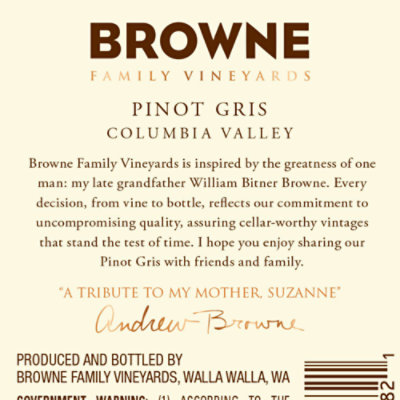 Browne Pinot Gris Bitner Est 22 Wine - 750 ML - Image 6