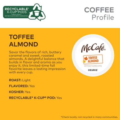 McCafe Toffee Almond Coffee Keurig K Cup Pods - 10 CT - Image 2