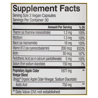 Bragg Apple Cider Vinegar Capsules - 90 Count - Image 3