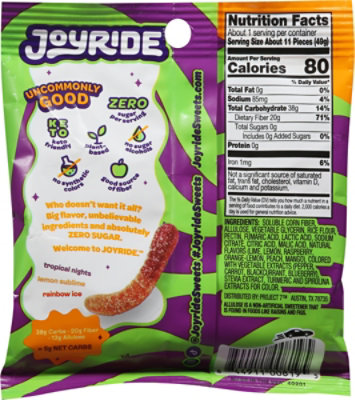 Joyride Gummy Sour Worms Zero Sugar - 1.8 OZ - Image 6