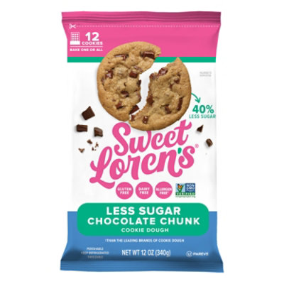 Sweet Lorens Dough Cookie Chocolate Chunk Less Sugar - 12 OZ - Image 1