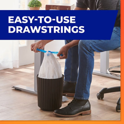 Hefty Drawstring Small Trash Wastebags 4 Gallon White 1 Pack 34 Count - 34 CT - Image 4