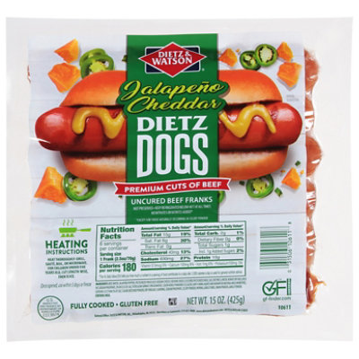 Dietz & Watson Uncured Jalapeno Cheddar Beef Franks 16 Oz - 16 OZ