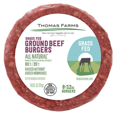 Thomas Farms Grass Fed Beef Patty 3.2 Oz - 36 OZ - Image 1