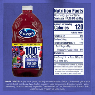 Ocean Spray 100% Cranberry Elderberry - 64 Oz - Image 4