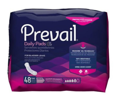 Prevail Daily Pads Maximum Bladder Control Pad, 11-Inch Length, 48 Count - Image 1