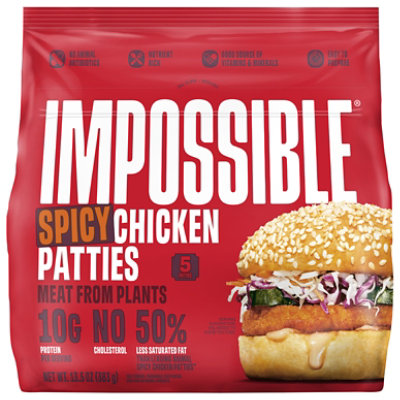 Impossible Chicken Patties Made From Plants Spicy 13.5 Oz - 13.5 OZ - Image 1