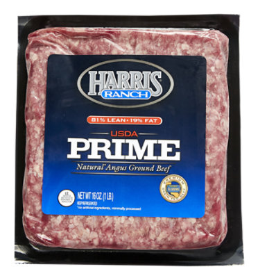 Harris Ranch Prime Ground Beef 81/19 Brick 1 Lb - 16 OZ - Image 1