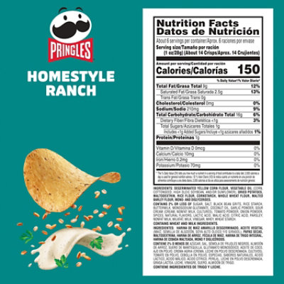 Pringles Harvest Blends Potato Crisps Chips Homestyle Ranch Lunch Snacks - 5.5 Oz - Image 7
