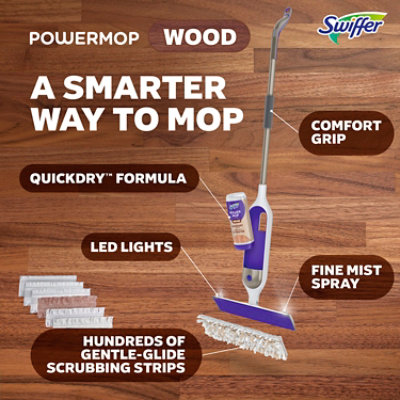 Swiffer Powermop Wood Care System Mopping Kit 1 Spray Mop 2 Mopping Pads 1 Floor Cleaner Liquid - EA - Image 3