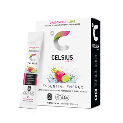 Celsius Powder Strawberry Coconut 14ct - 14 CT - carrsqc