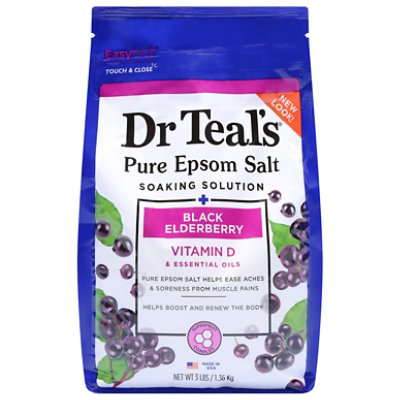 Dr Teal's Black Elderberry With Vitamin D & Essential Oils Pure Epsom Salt Soaking Solution 3lbs - 3 LB - Image 3