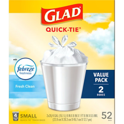 Glad OdorShield Small Quick-Tie Trash Bags 4 Gallon - Fresh Clean Scent - 52 Count - Image 2