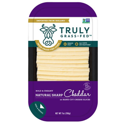 Truly Grass Fed Cheddar Sharp Slices Handcut - 7 OZ - Image 1