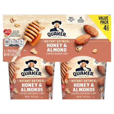 Quaker Instant Oat Meal Honey & Almond 1.76 Oz 4 Count - 7 OZ - Image 3