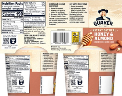 Quaker Instant Oat Meal Honey & Almond 1.76 Oz 4 Count - 7 OZ - Image 6