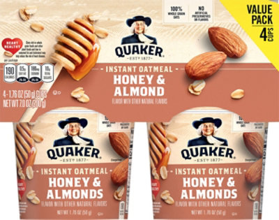 Quaker Instant Oat Meal Honey & Almond 1.76 Oz 4 Count - 7 OZ - Image 2