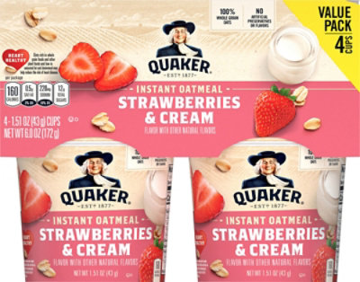 Quaker Instant Oatmeal Strawberries & Cr - 6 OZ - Image 2