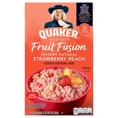 Quaker Fruit Fusion Strawberry Peach Instant Oatmeal 6 Count - 8.4 OZ - Image 3