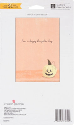 American Greetings Halloween Pumpkin Card Pack 6 Count - Each - Image 4