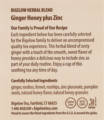 Bigelow Tea Ging Honey Plus Zinc - 1.06 OZ - Image 3