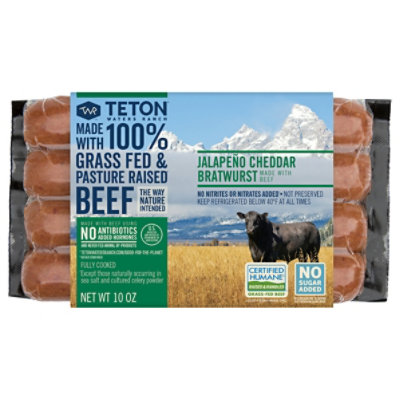 Teton Waters Ranch Jalapeno Cheddar Bratwurst Beef Sausage 10oz - 10 OZ - Image 3