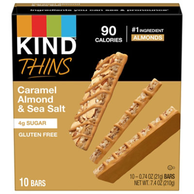 KIND Thins Caramel Almond & Sea Salt Gluten Free Snack Bars - 10-0.74 Oz - Image 1