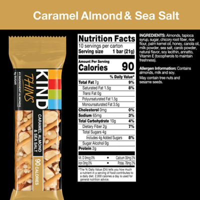 KIND Thins Caramel Almond & Sea Salt Gluten Free Snack Bars - 10-0.74 Oz - Image 2