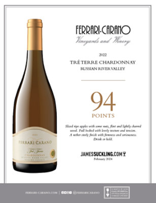 Ferrari Carano Chard Tre Terre  Wine - 750 ML - Image 4